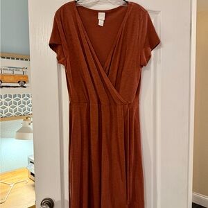 H&M Terracotta Wrap Midi Dress